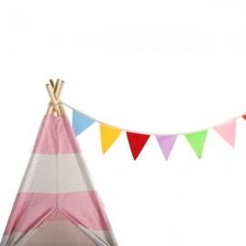 Portable Kids Playhouse Sleeping Dome Teepee Tent Pink Strip